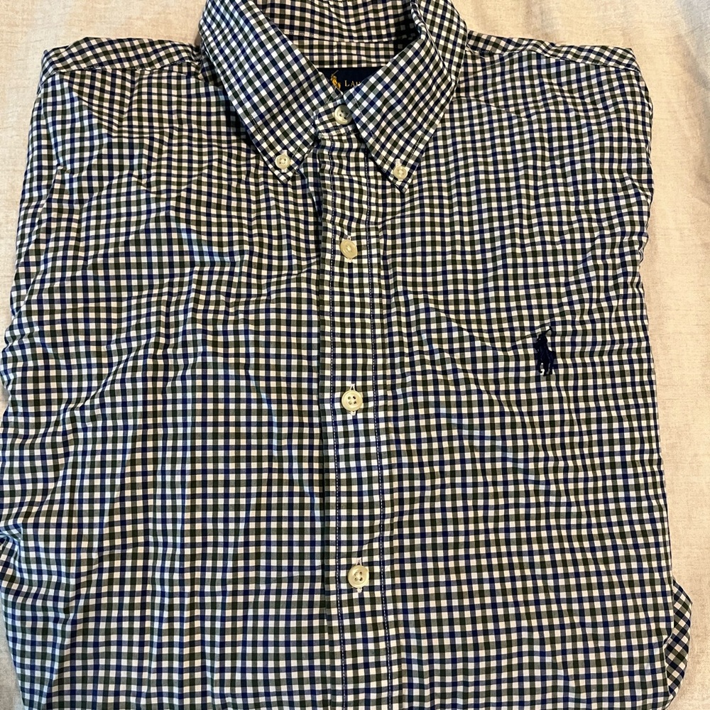 Blue and Green Ralph Lauren Long Sleeve Dress Shirt